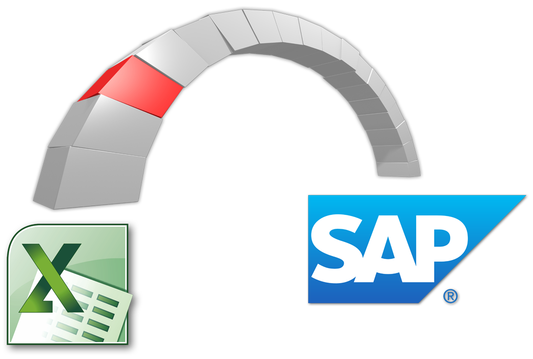 Symbolische Brücke für den Datenaustausch zwischen Excel und SAP